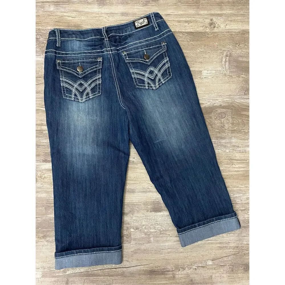 Earl Capri Jeans Stretch Cuffed Cropped Flap Pocket Women’s Size 10